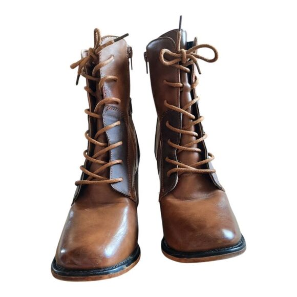 Pierre Dumas Boots Ravenna-5  Tan Two Tone Faux Leather - Picture 3 of 5